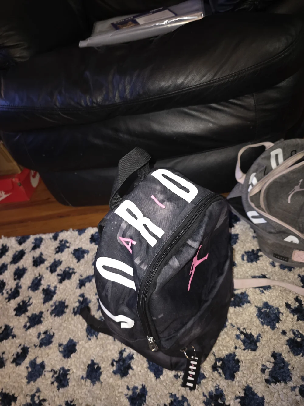 Jordan Small Backpack in Black with Pink Jumpman